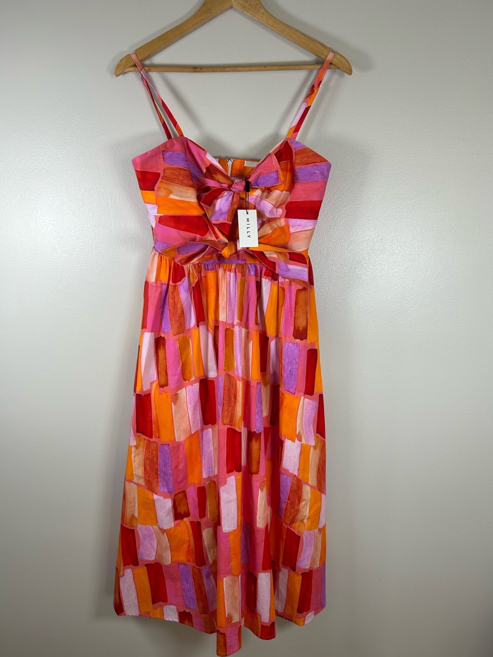 Milly Natasha Printed Stretch Cotton Poplin Multicolor Midi-Dress - Picture 4 of 16